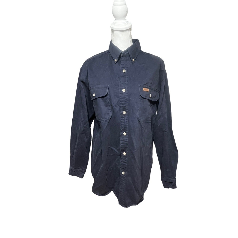 VTG Carhartt Rugged Outdoor Wear Shirt Button Up L/S Heavyweight Blue Mens Mediu